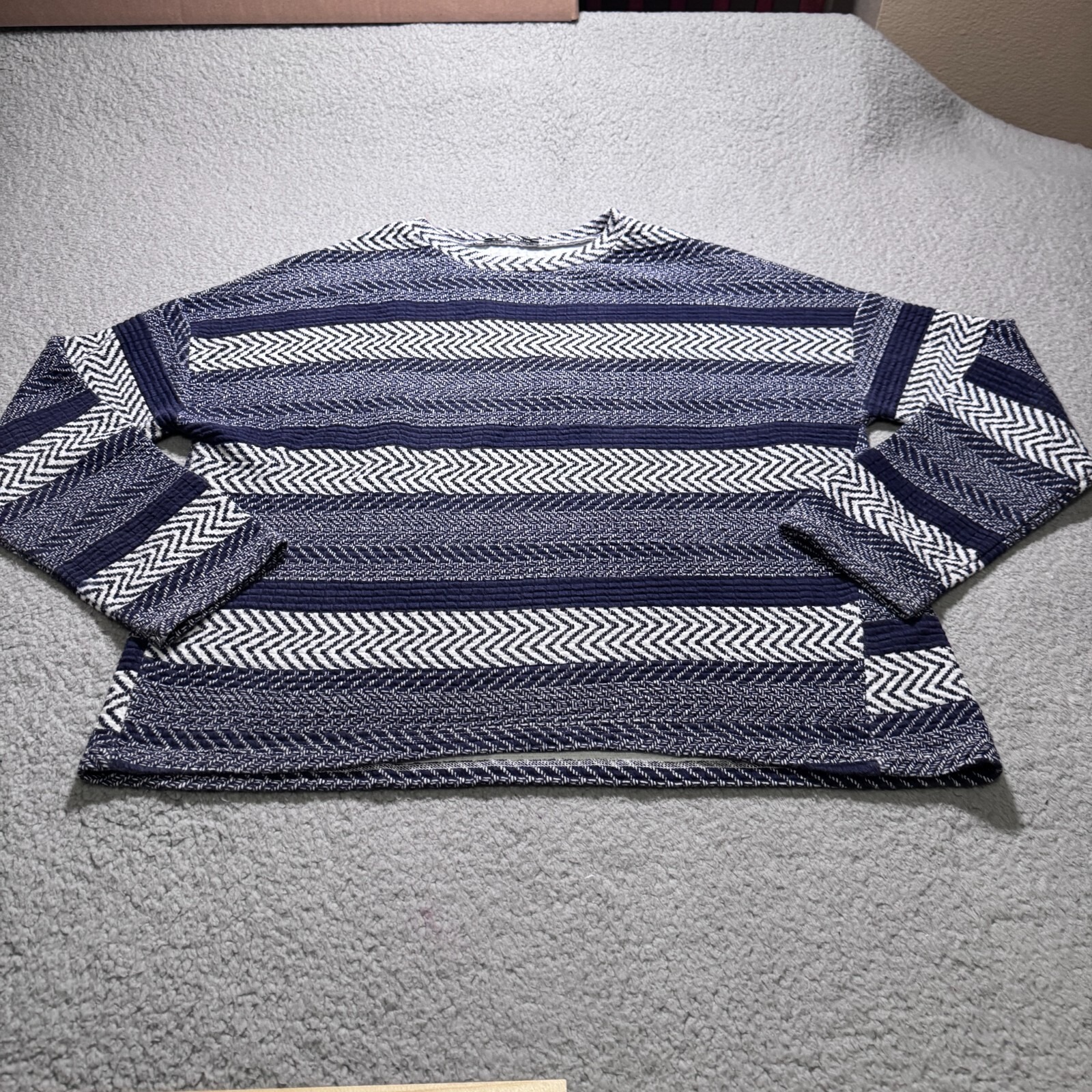 Zara Trafaluc Long Sleeve Sweater Striped Women's Size Small Herringbone Top